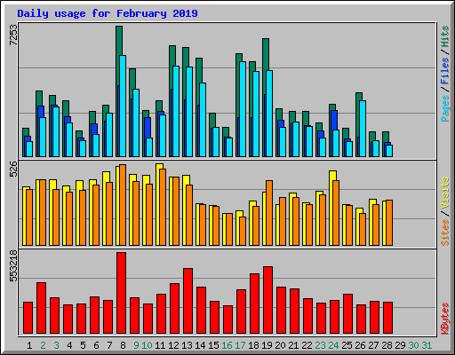 Daily usage for February 2019