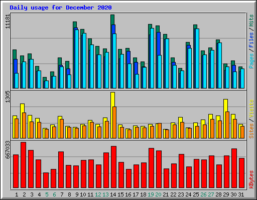 Daily usage for December 2020