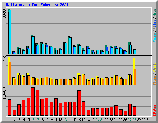 Daily usage for February 2021