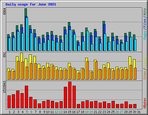 Daily usage for June 2021