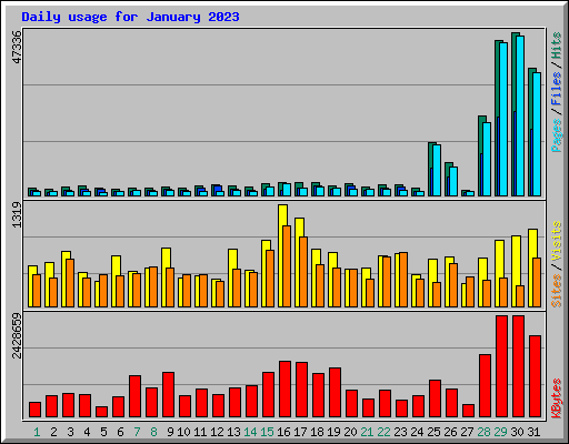 Daily usage for January 2023