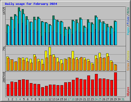 Daily usage for February 2024