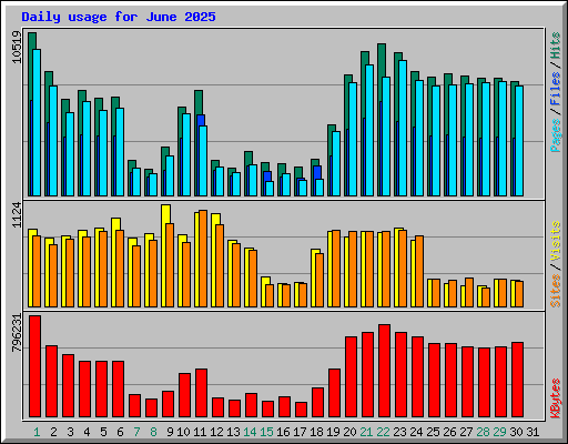 Daily usage for June 2025