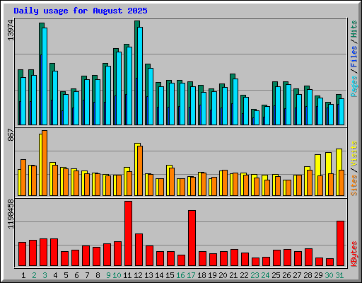 Daily usage for August 2025