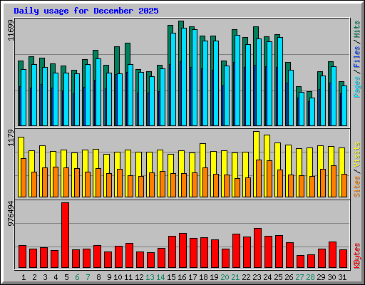 Daily usage for December 2025